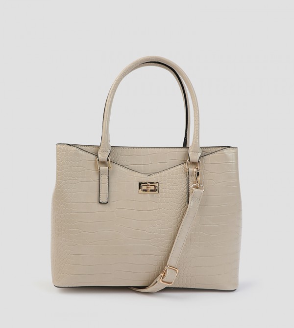 Textured Faux Leather Satchel Bag
