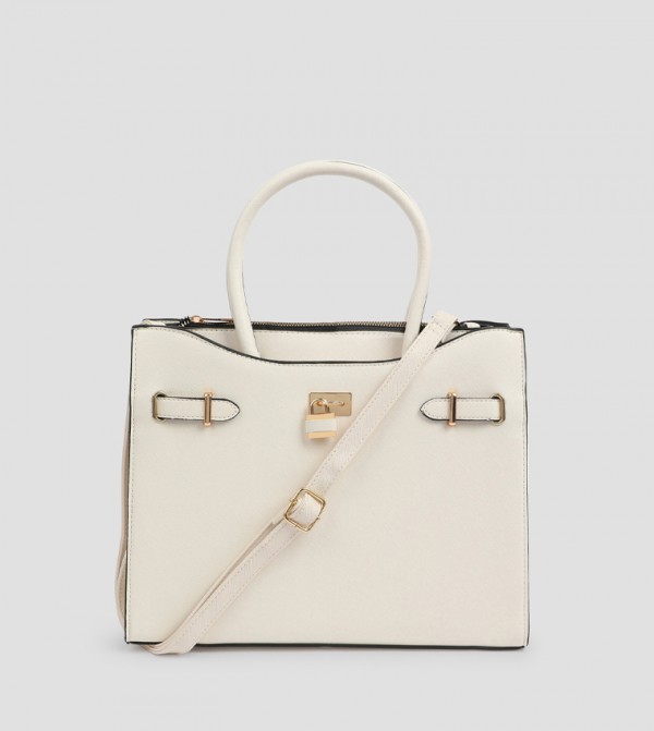 Textured Tote Bag with Padlock