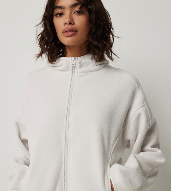 Solid Hooded Fleece Jacket