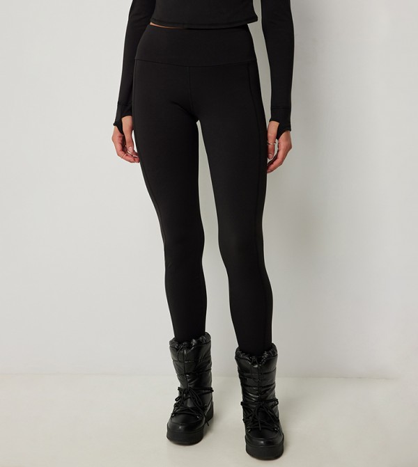 Solid Elastic Waist Leggings