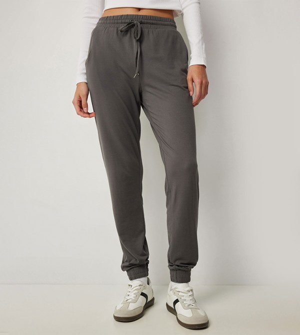 Solid Drawstring Waist Joggers