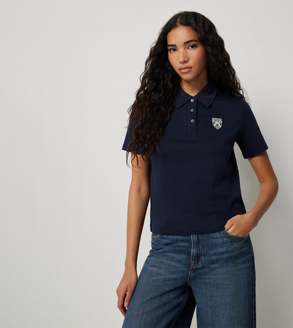 Embossed Short Sleeves Polo T-Shirt