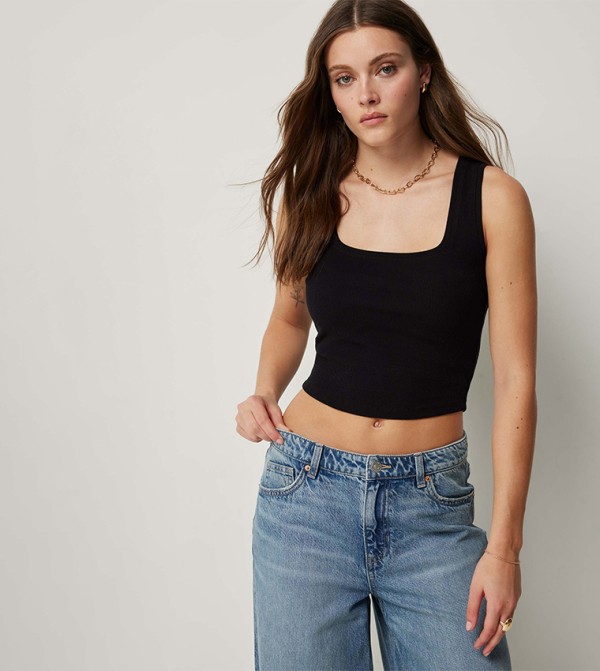 Ribbed Square Neck Crop Top