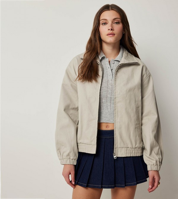 Oversized Twill Bomber Jacket