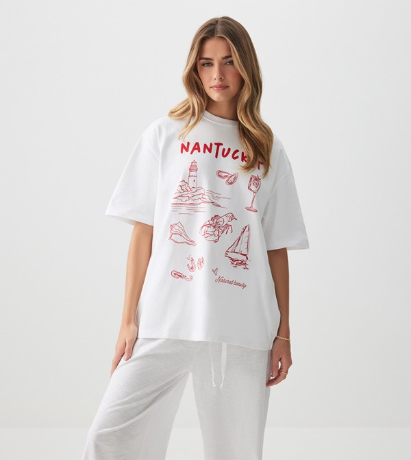 Printed Short Sleeves Oversized T-Shirt