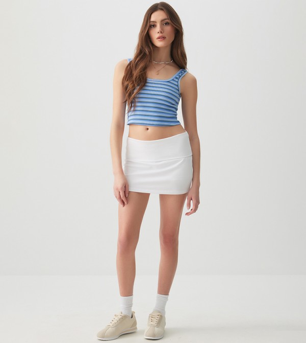 Striped Scoop Neck Crop Tank Top