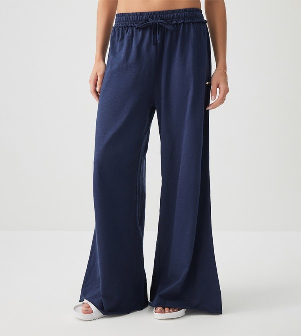 Drawstring Waist Wide Leg Pants
