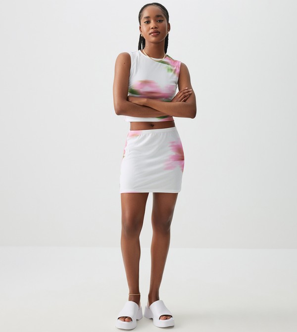 Ruched Mesh Sleeveless Top