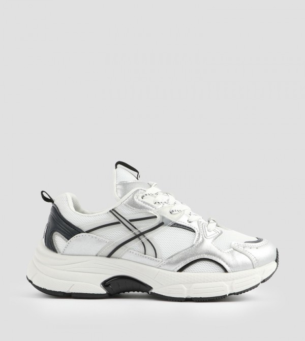 Color Block Lace-Up Chunky Sneakers