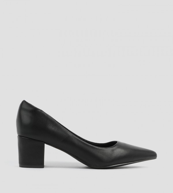 Textured Block Heel Pumps