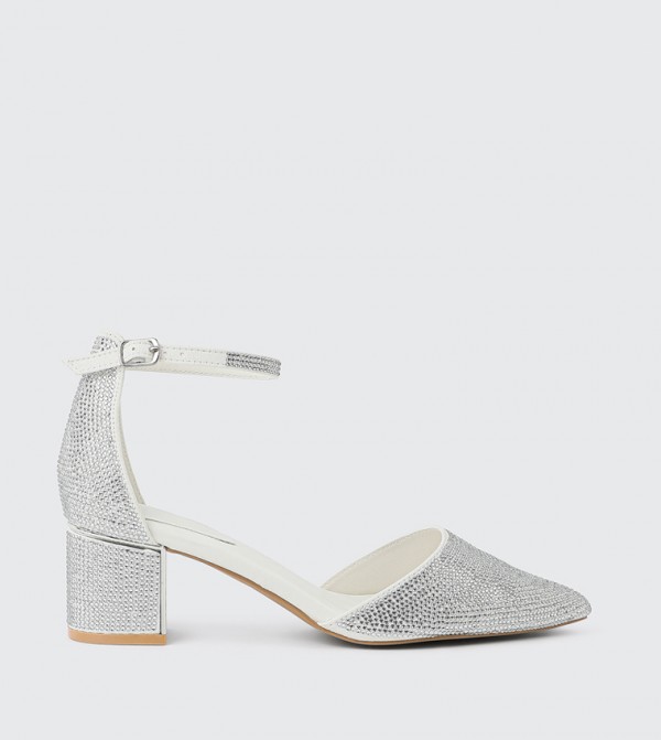 Glitter Block Heel D'Orsay Pumps