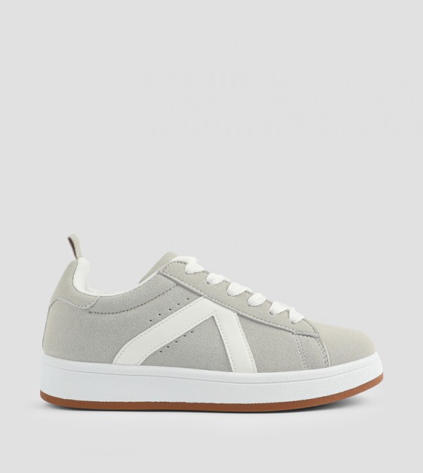 Contrast Lace-Up Sneakers