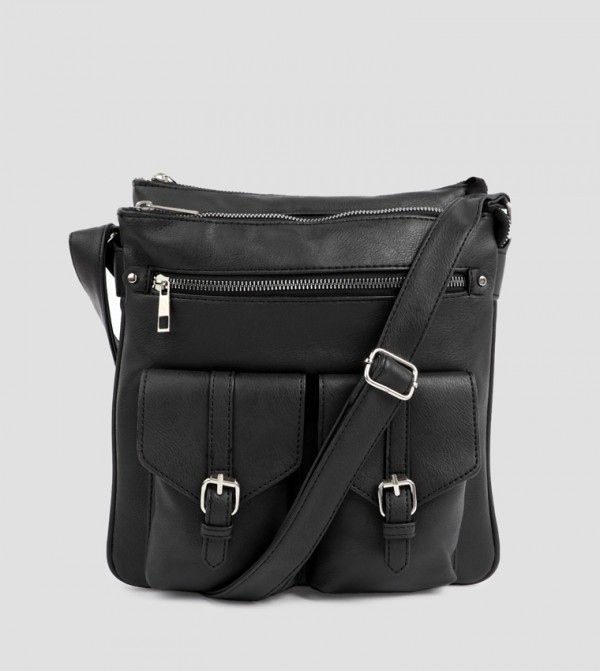 Textured Zippered Crossbody Bag