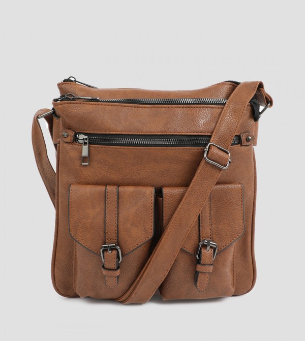 Textured Zippered Crossbody Bag