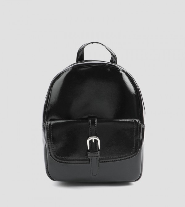Glossy Faux Leather Mini Backpack