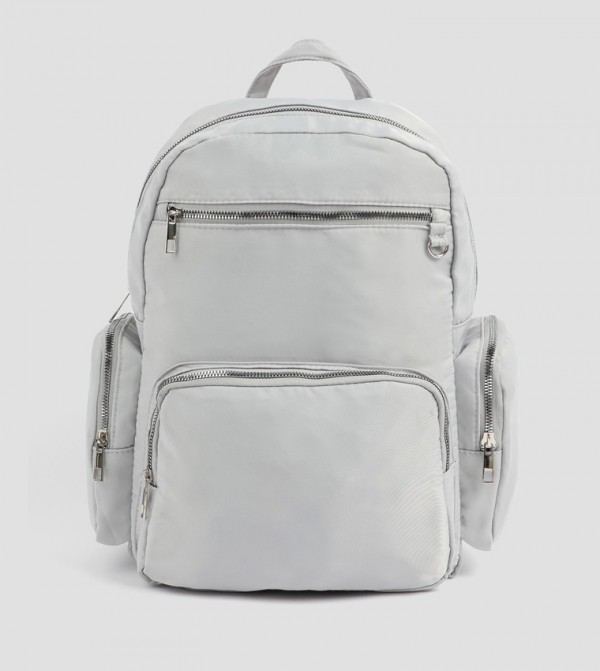 Solid Nylon Zippered Backpack