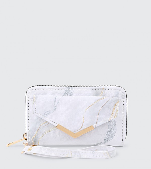 Patterned Zip-Around Mini Wallet