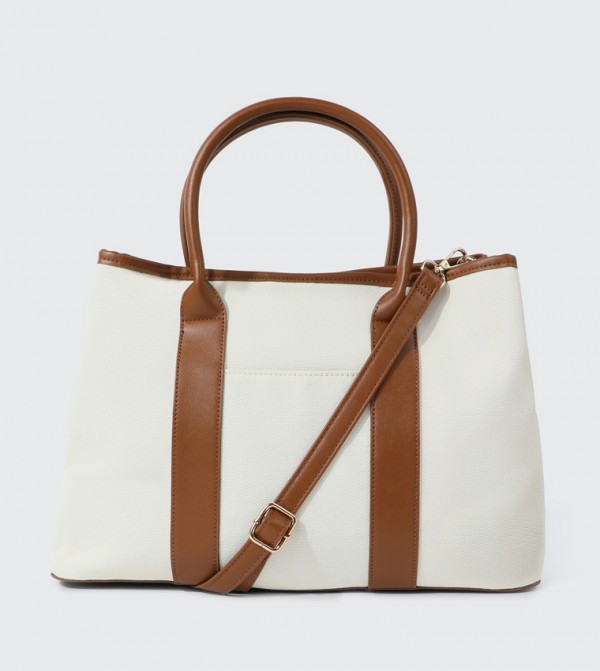 Contrast Trim Satchel Bag
