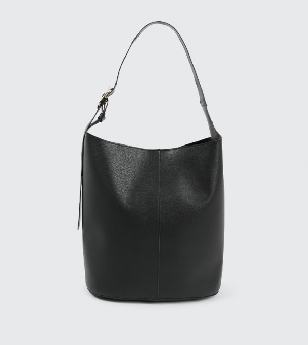 Textured Zippered Bucket Bag