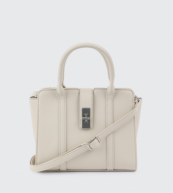 Textured Twist Lock Satchel Bag