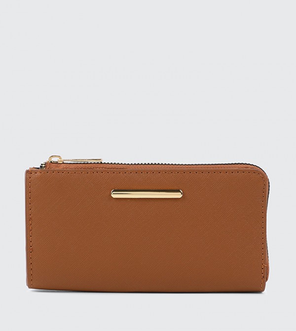 Textured Faux Leather Zip-Around Wallet