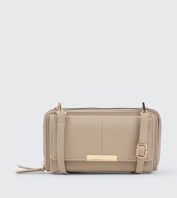 Faux Leather Wallet with Strap