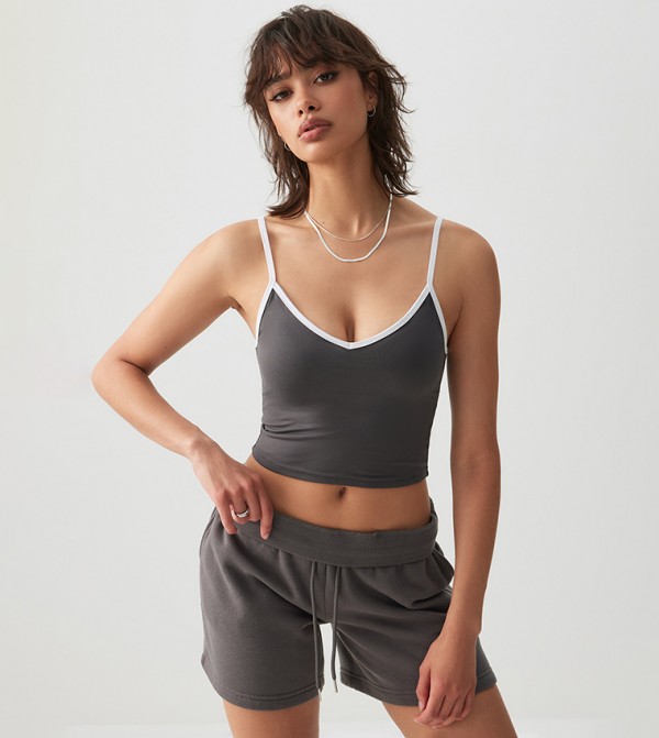 Contrast Trim Strappy Crop Top