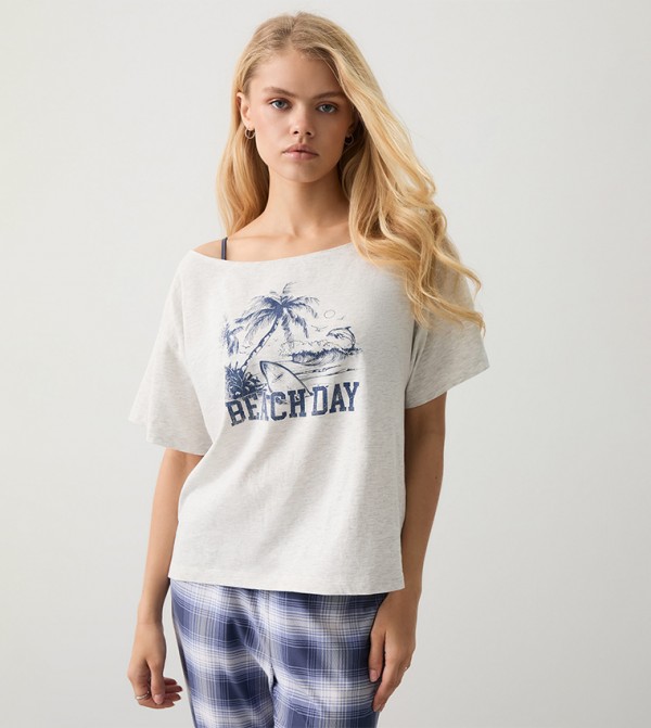 Printed Short Sleeves Sleep T-Shirt