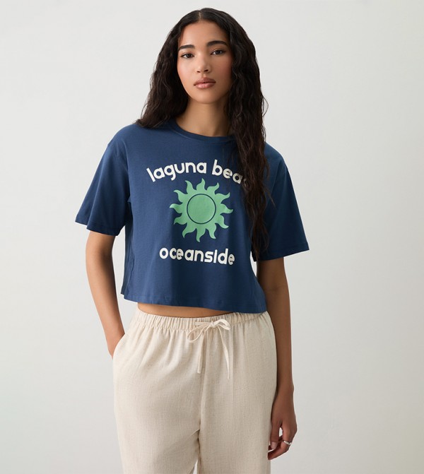 Printed Short Sleeves Crop T-Shirt
