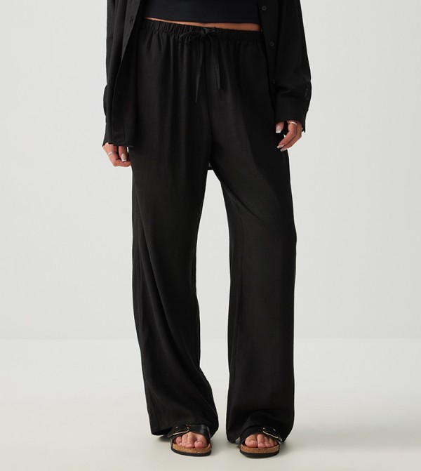 Drawstring Waist Straight Fit Pants