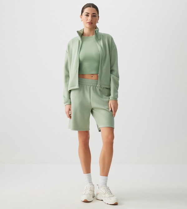 Zippered High Neck Scuba Jacket