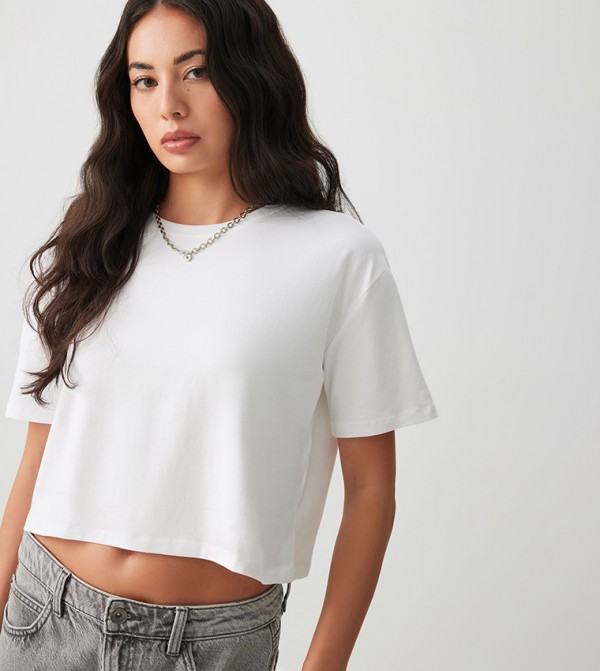 Solid Short Sleeves Boxy T-Shirt