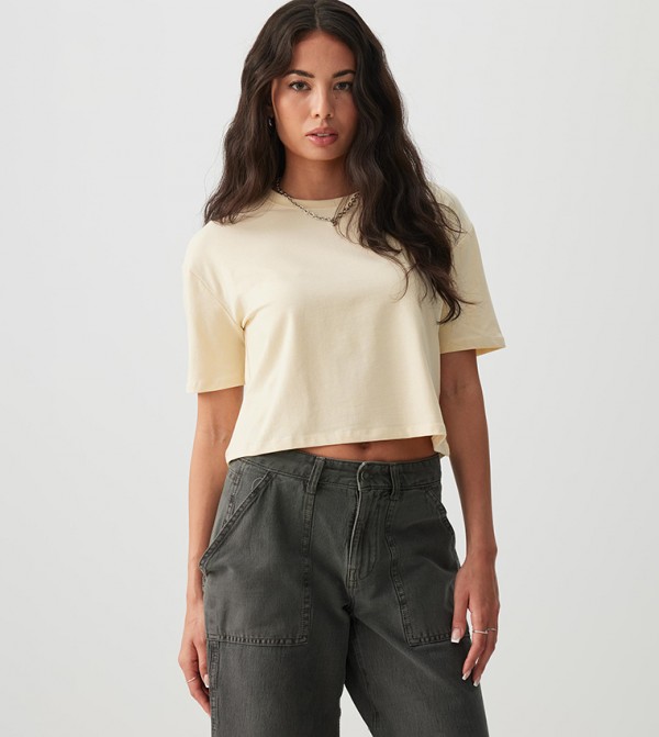 Solid Short Sleeves Boxy T-Shirt