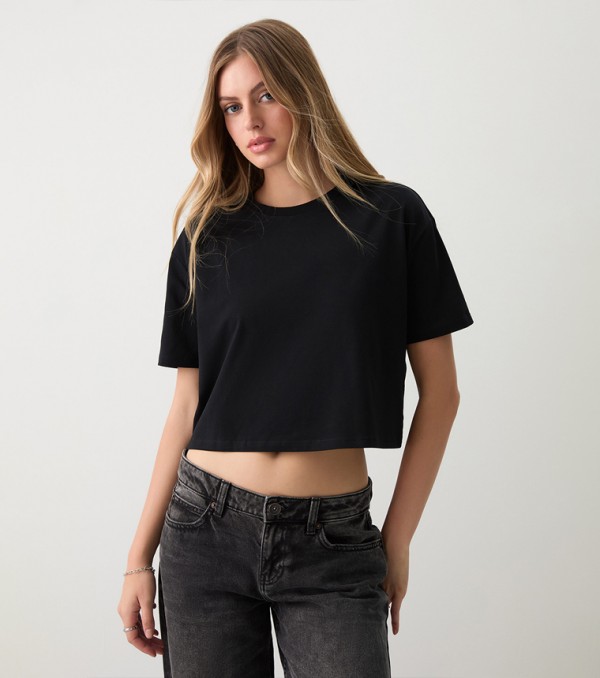 Solid Short Sleeves Boxy T-Shirt