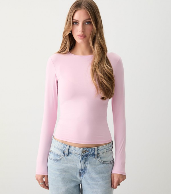 Solid Long Sleeves Fitted T-Shirt