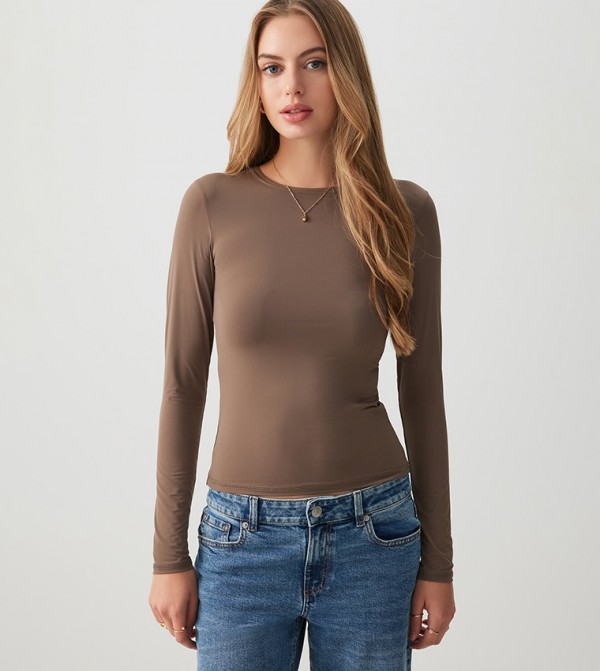Fine Jersey Fitted Long Sleeves T-Shirt