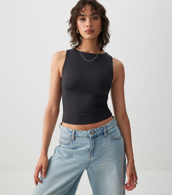 Solid Boat Neck Tank Top