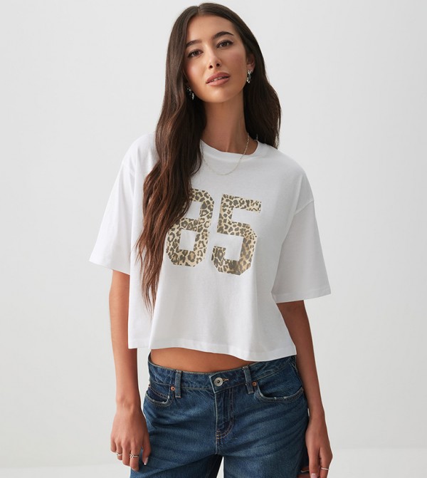 Printed Short Sleeves Boxy T-Shirt