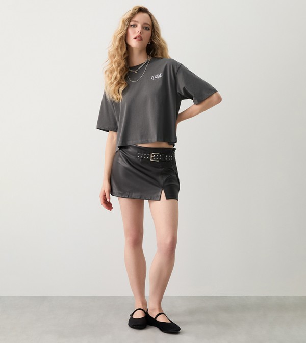 Printed Short Sleeves Boxy T-Shirt