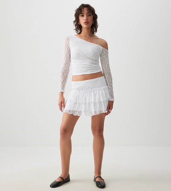 Asymmetrical Shoulder Lace Top