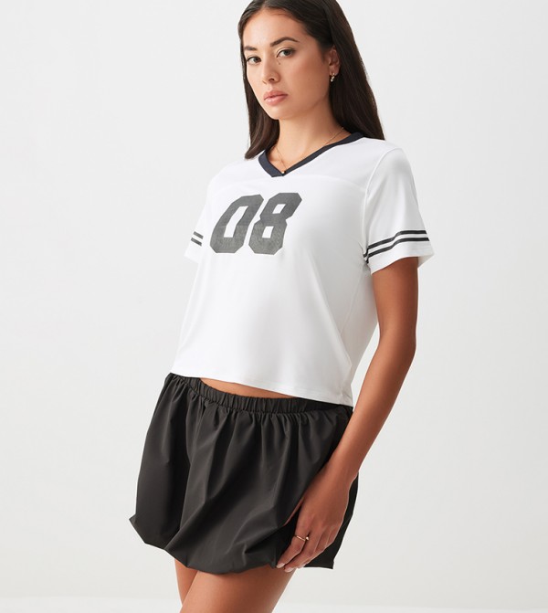 Printed Short Sleeves Crop T-Shirt