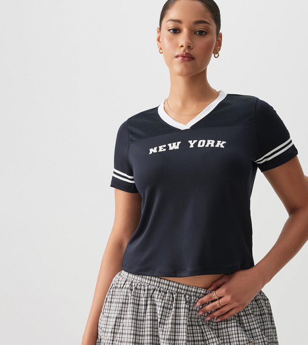 Printed Short Sleeves Crop T-Shirt