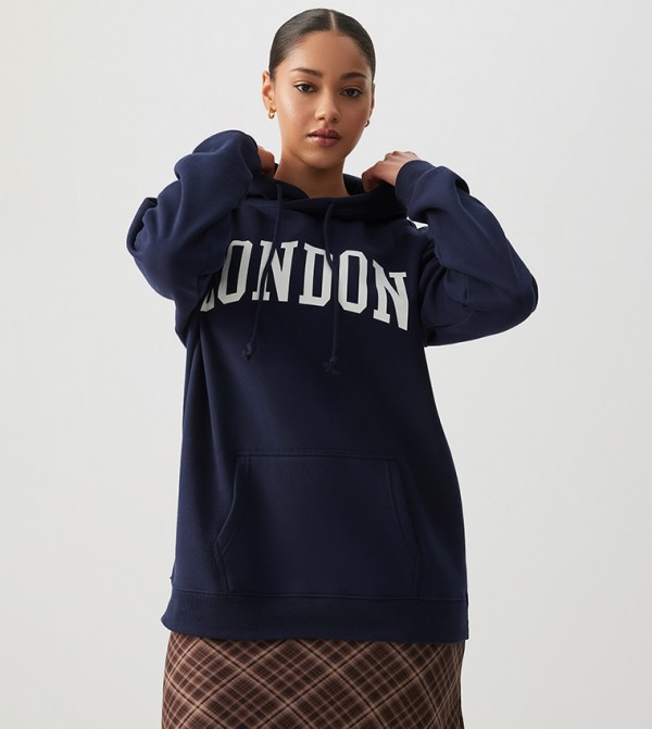 Printed Long Sleeves Oversized Hoodie