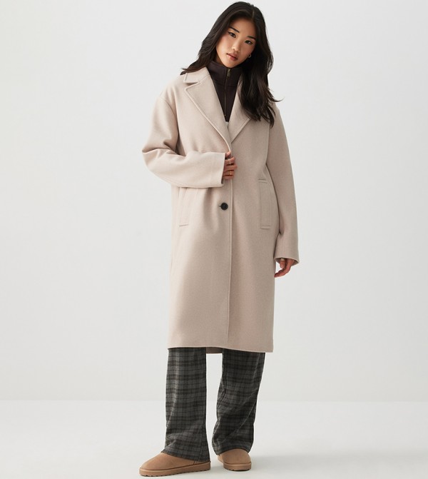 Double-Button Brushed Felt Overcoat