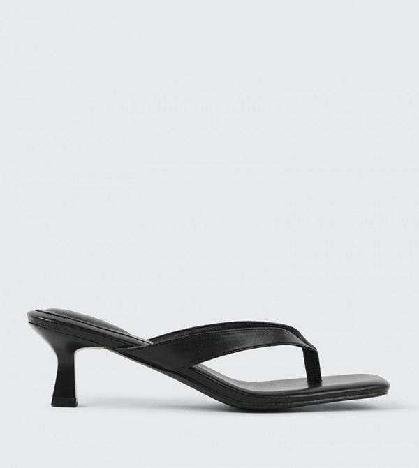 Textured Toe-Post Heeled Sandals