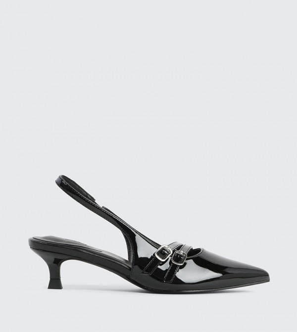 Patent Double Buckle Slingback Pumps