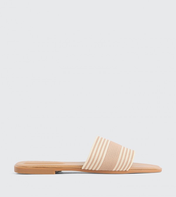 Striped Open-Toe Flat Sandals