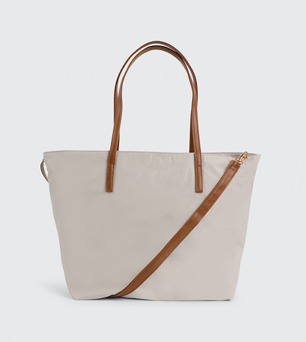 Contrast Detail Nylon Tote Bag