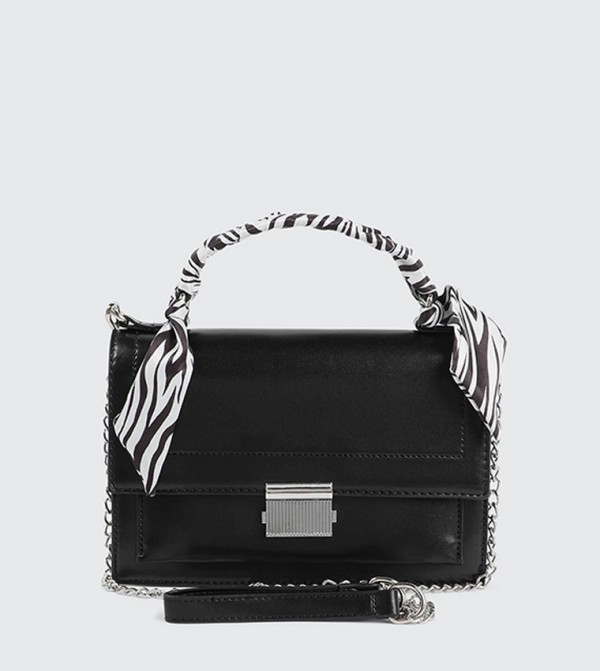 Scarf Detail Top Handle Bag