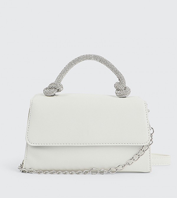 Embellished Knotted Top Handle Bag